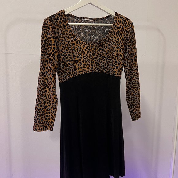 90s Leopoard Print Black Dress - Picture 2 of 5